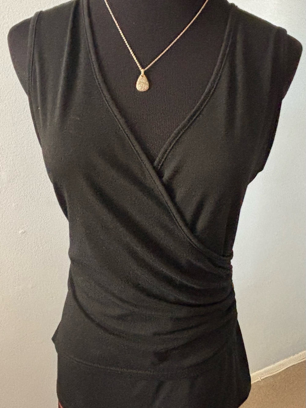 Classic Black Wrap Sleeveless Top - Brand Unspecified